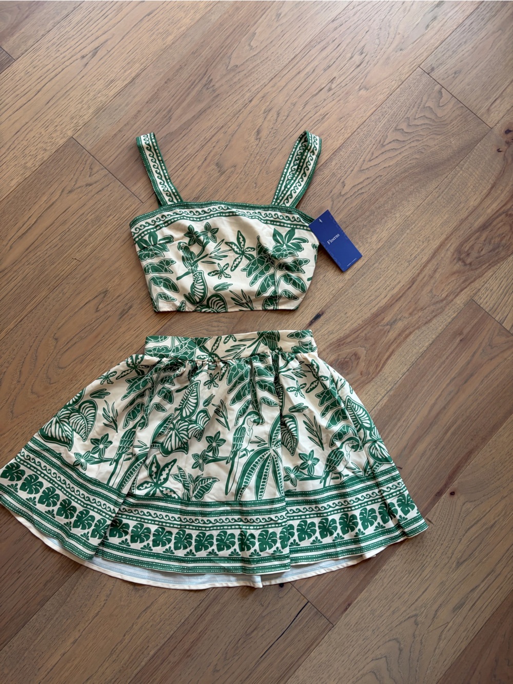 Green & Cream Floral Two-Piece Set
